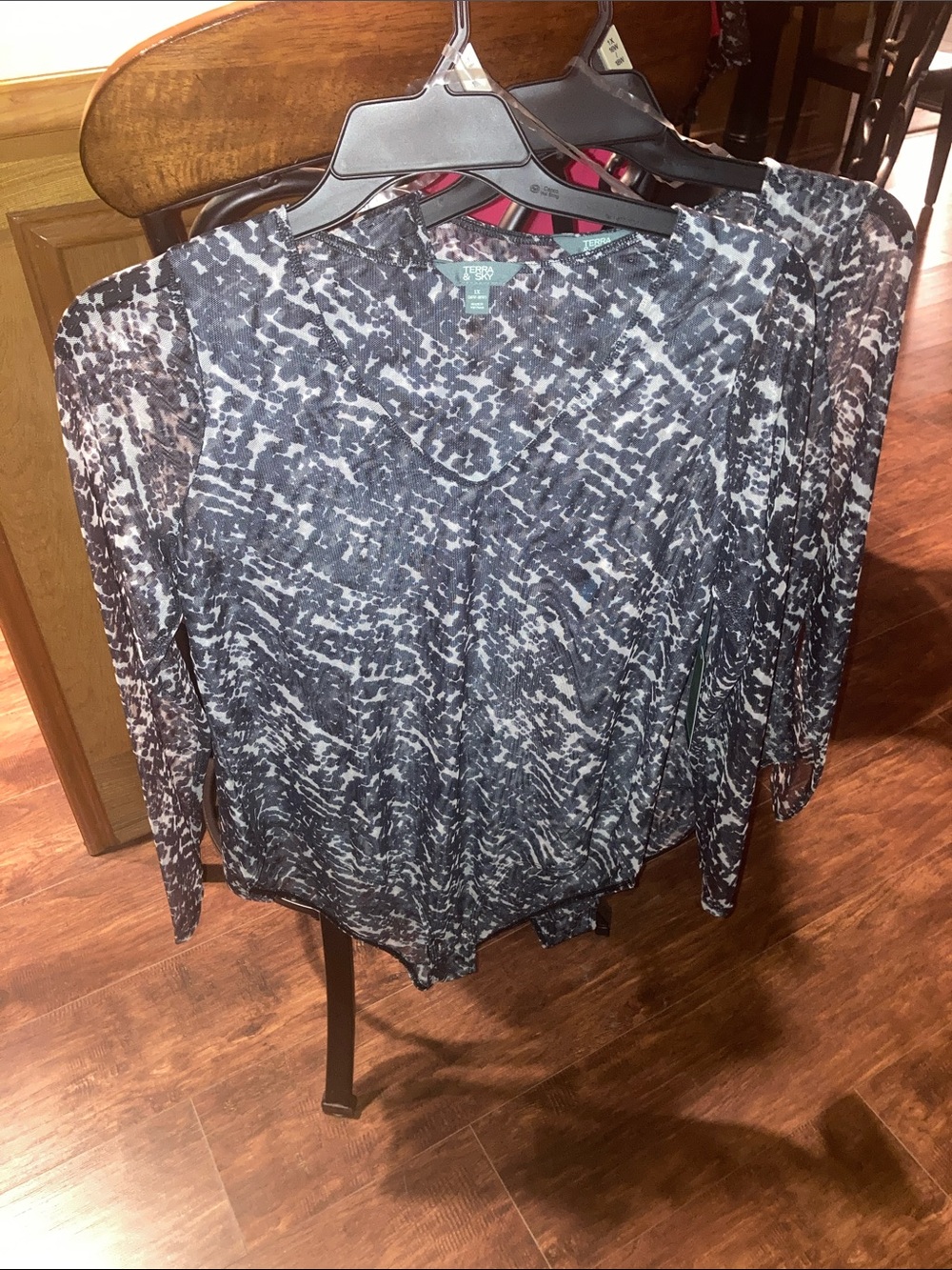 Terra & Sky Abstract Print Long-Sleeve V-Neck body suit